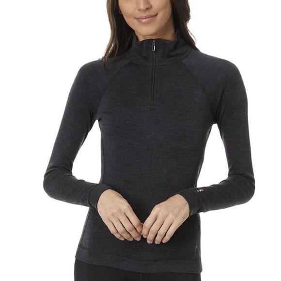 Smartwool Women’s Small Merino 250 Base Layer 1/4 Zip Top Charcoal Heather Gray - Picture 1 of 8